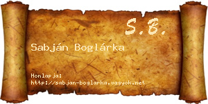 Sabján Boglárka névjegykártya
